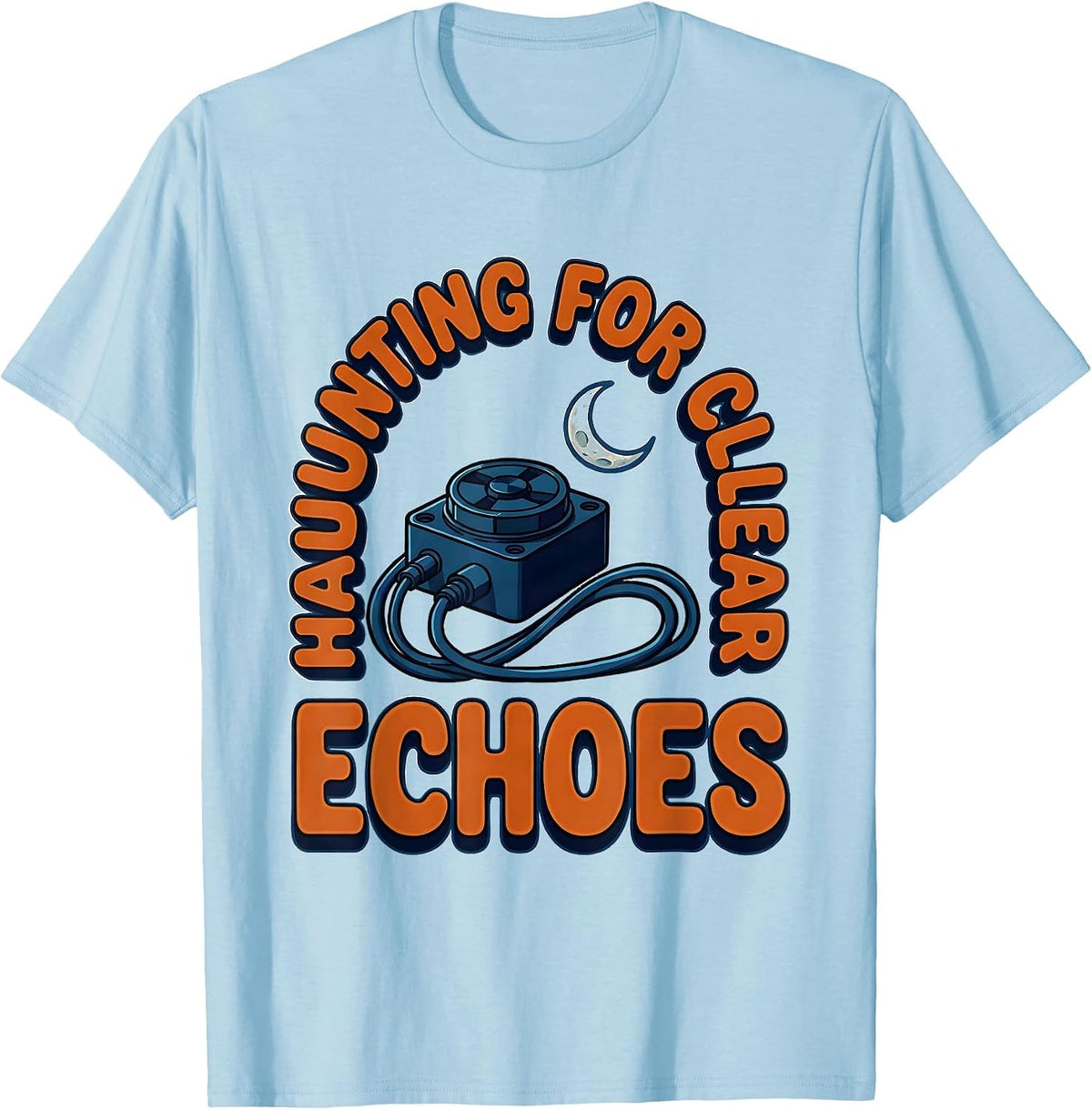Men's Haunting For Clear Echoes Cartoon Sonographer Halloween T-Shirt - Baby Blue