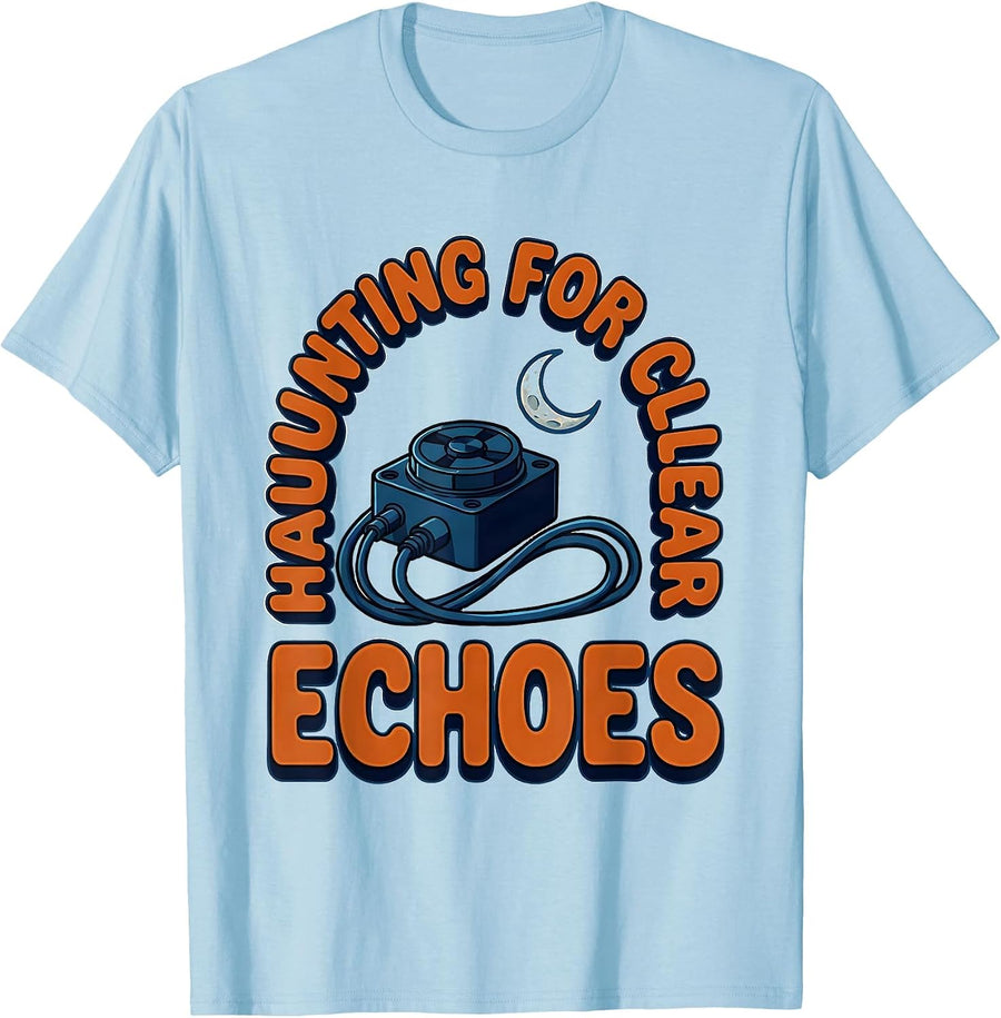 Men's Haunting For Clear Echoes Cartoon Sonographer Halloween T-Shirt - Baby Blue