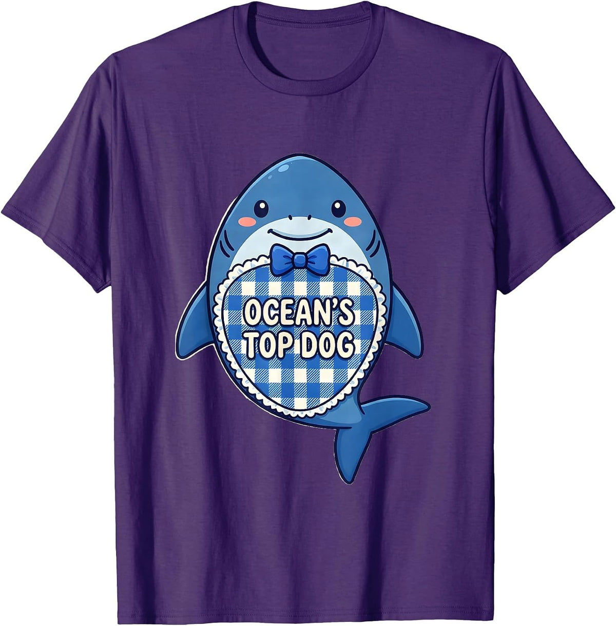 Men's Ocean's Top Dog Shark Graphic Design T-Shirt - Purple