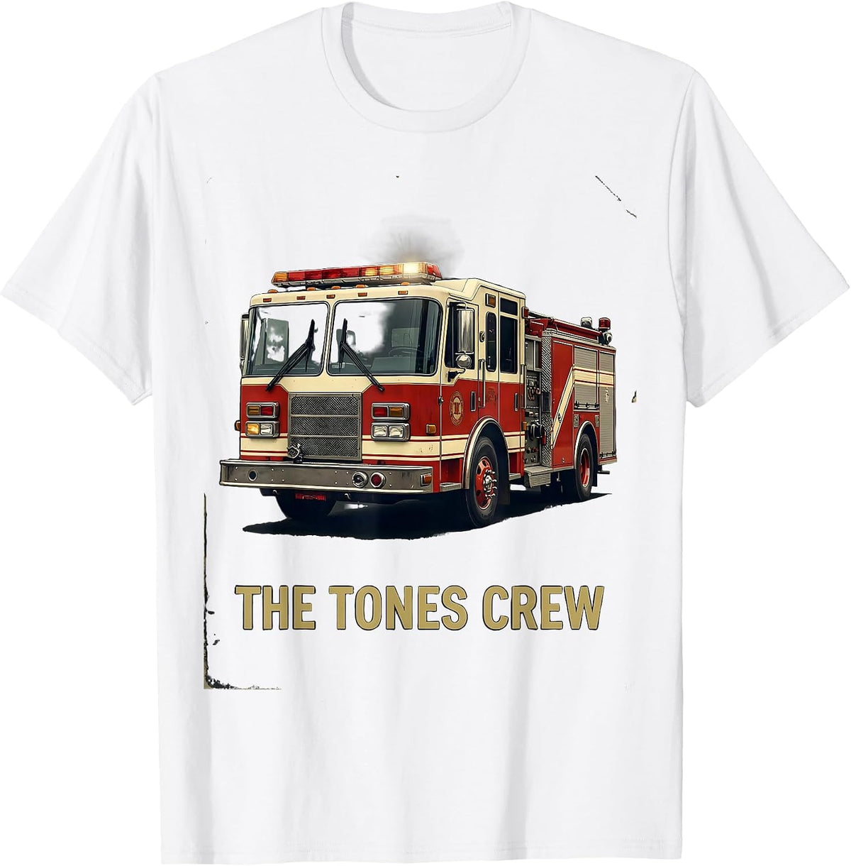 Men's THE TONES CREW Vintage Fire Truck Firefighter Crew Gift T-Shirt - White