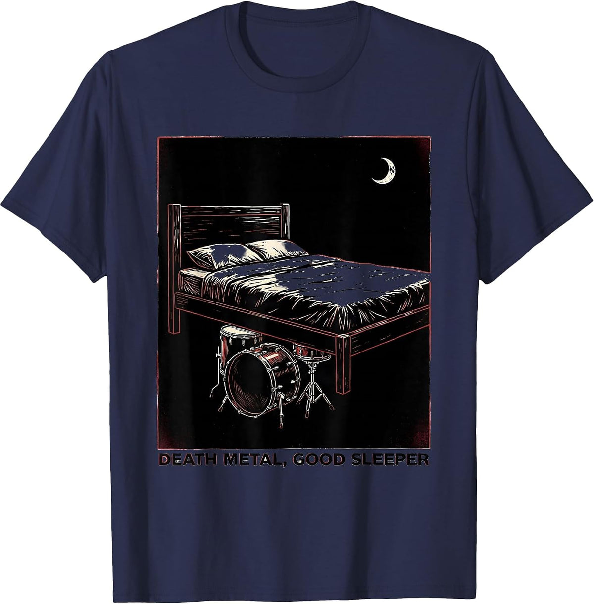 Men's Death Metal Good Sleeper Funny Metalhead Irony T-Shirt - Navy Blue