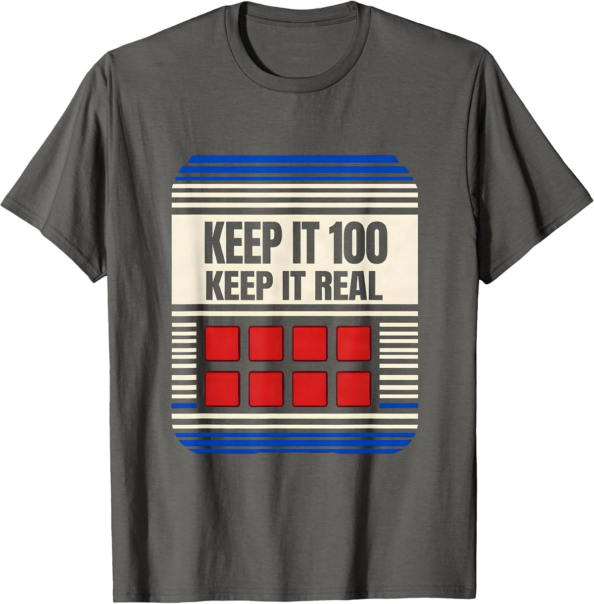 Men's Keep It 100 Keep It Real Disrupted Stripe Hip Hop Rap T-Shirt - Asphalt Grey