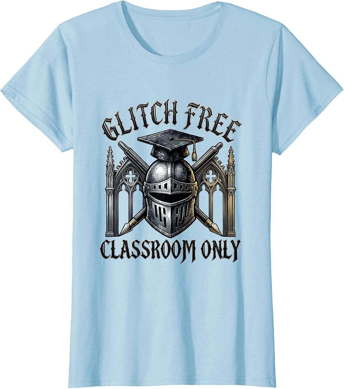 Women's Glitch Free Classroom Technology Gaming Teacher T-Shirt - Baby Blue