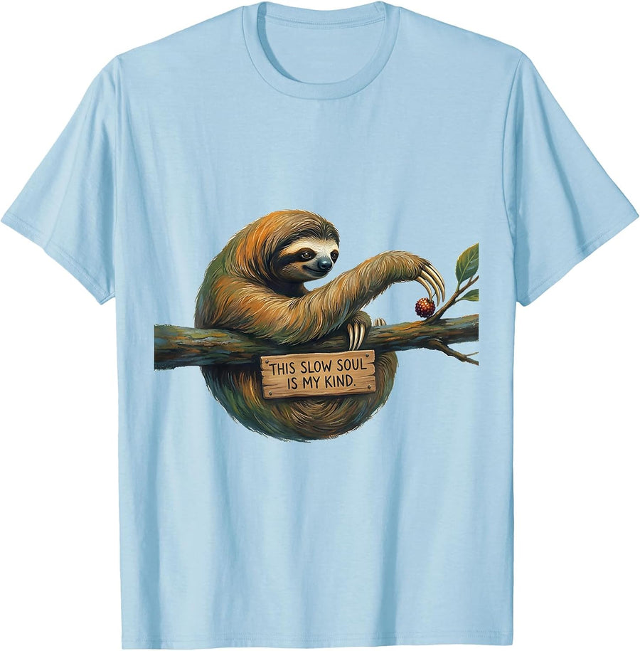 Men's This Slow Soul Is My Kind Funny Sloth Lover Novelty Gift T-Shirt - Baby Blue