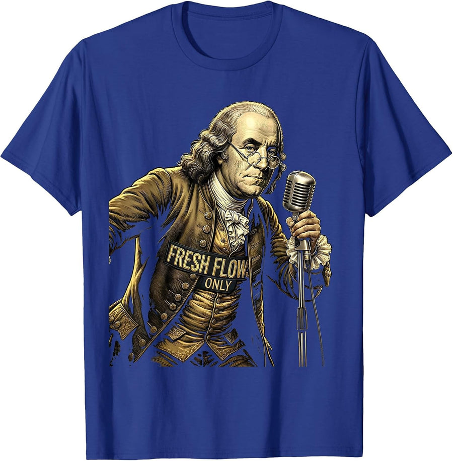 Fresh Flows Only Hip Hop Graphic Design T-Shirt - Royal Blue