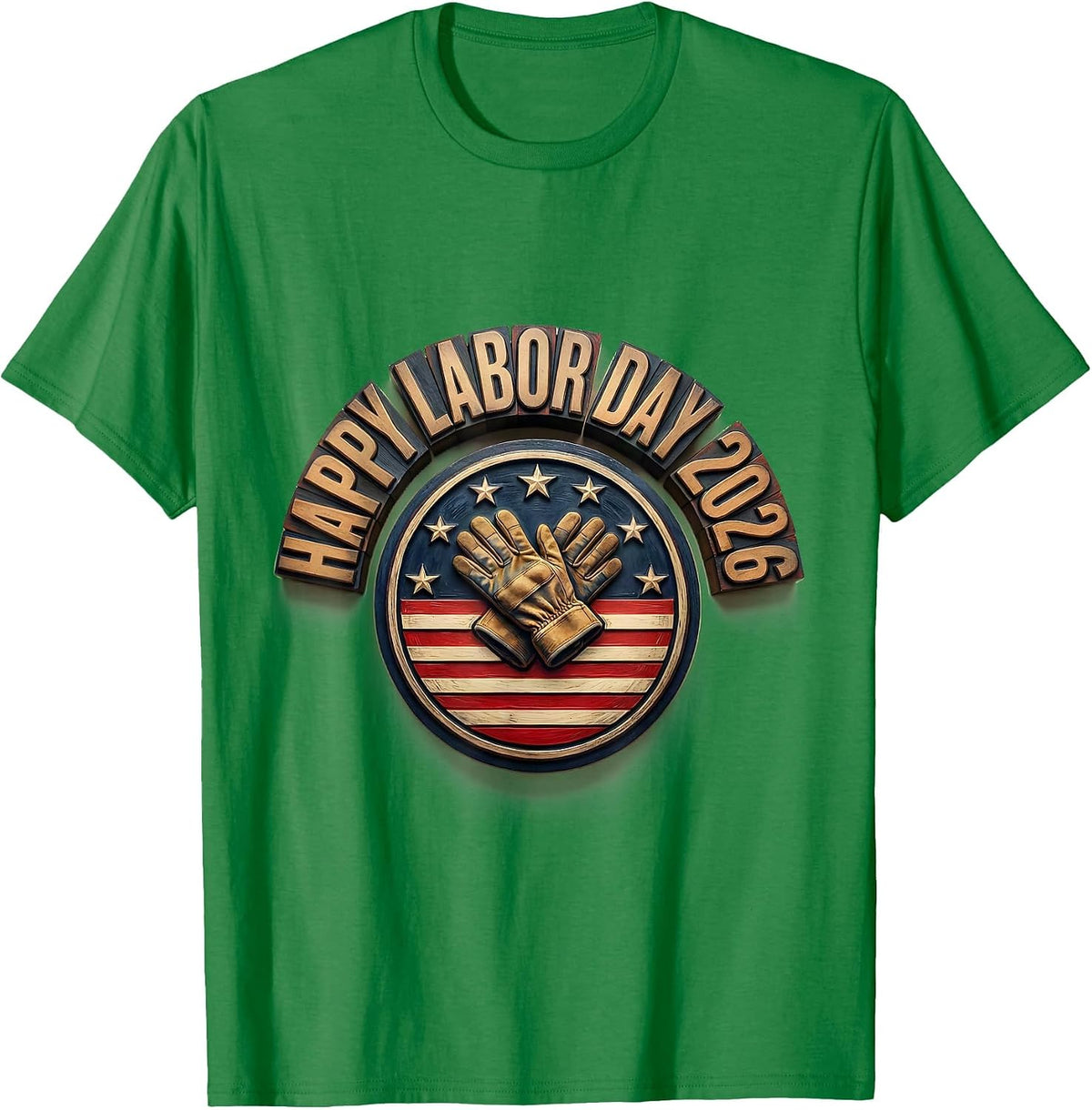 Men's Happy Labor Day 2026 Patriotic Union Pride Holiday T-Shirt - Kelly Green