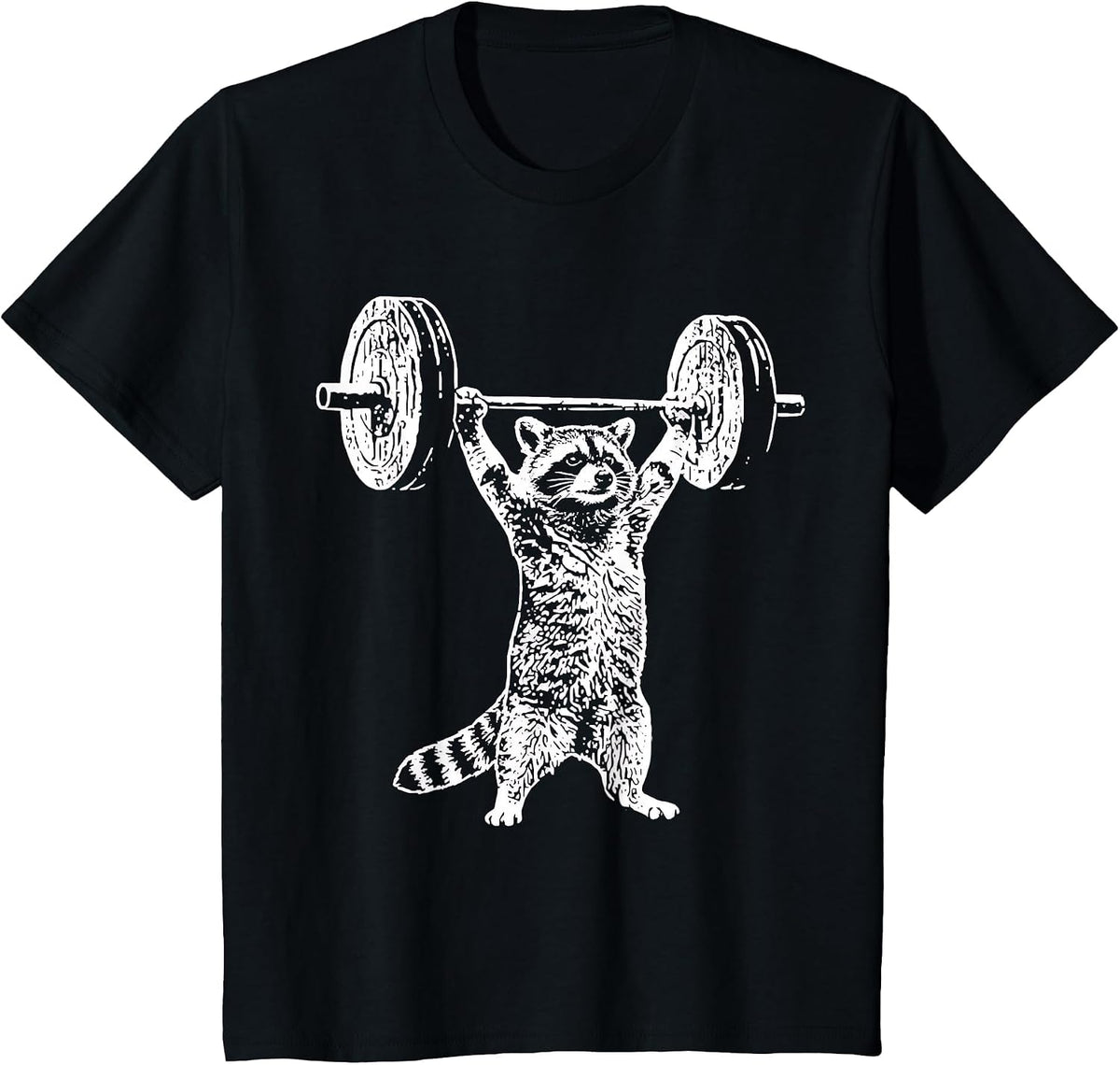Vintage Retro Weight Lifting Gym Raccoon Deadlift Funny T-Shirt - Black