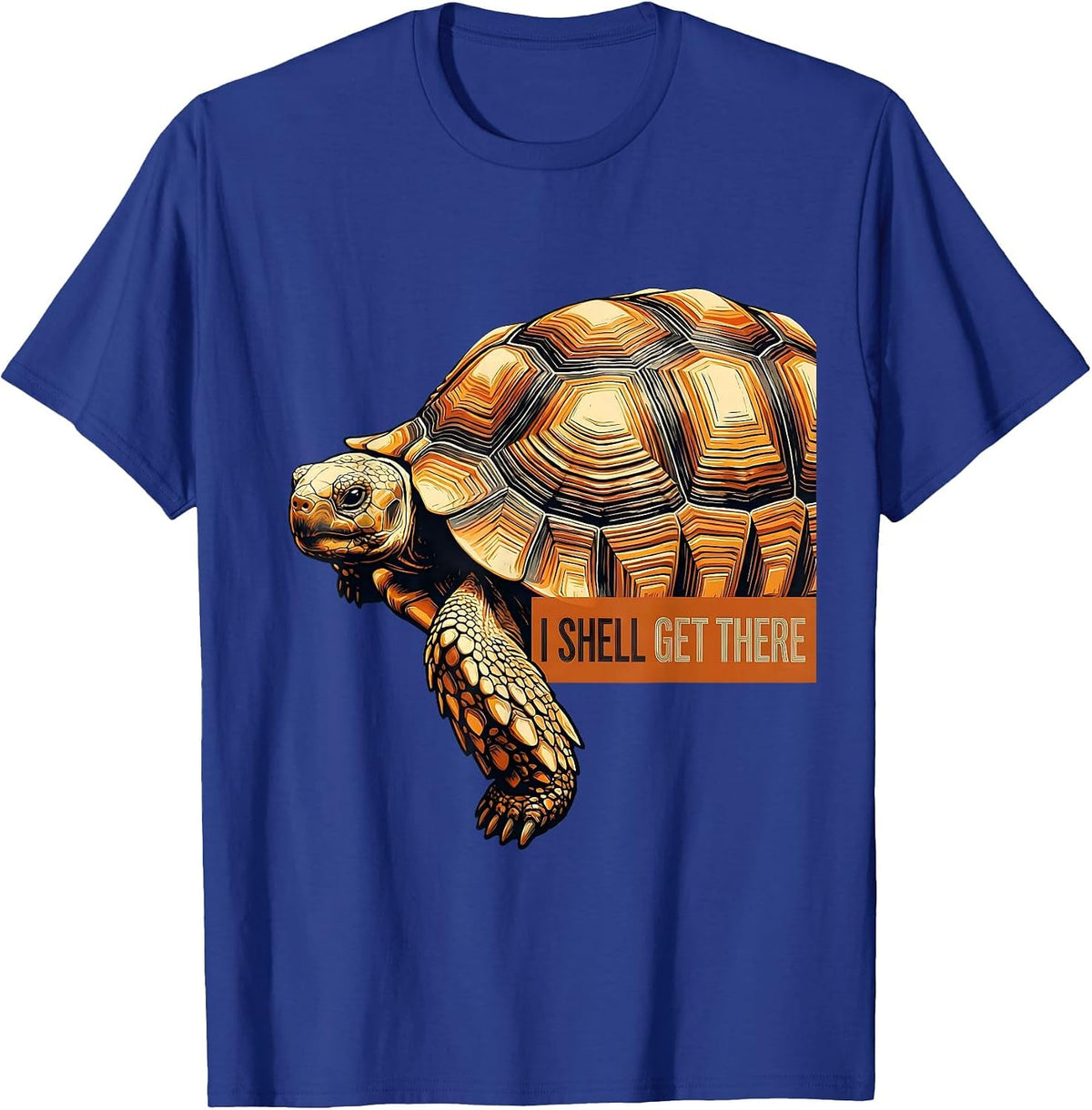 Men's I Shell Get There Funny Turtle Lover Pet Owner Humor T-Shirt - Royal Blue