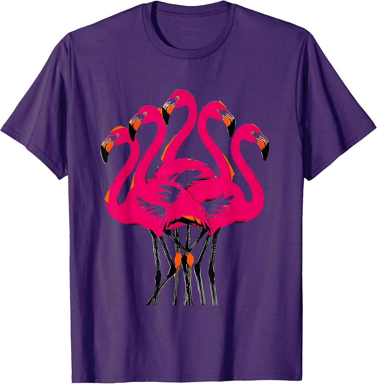 Pink Flamingo Stencil Bird Humor Flamingo Lover T-Shirt - Purple
