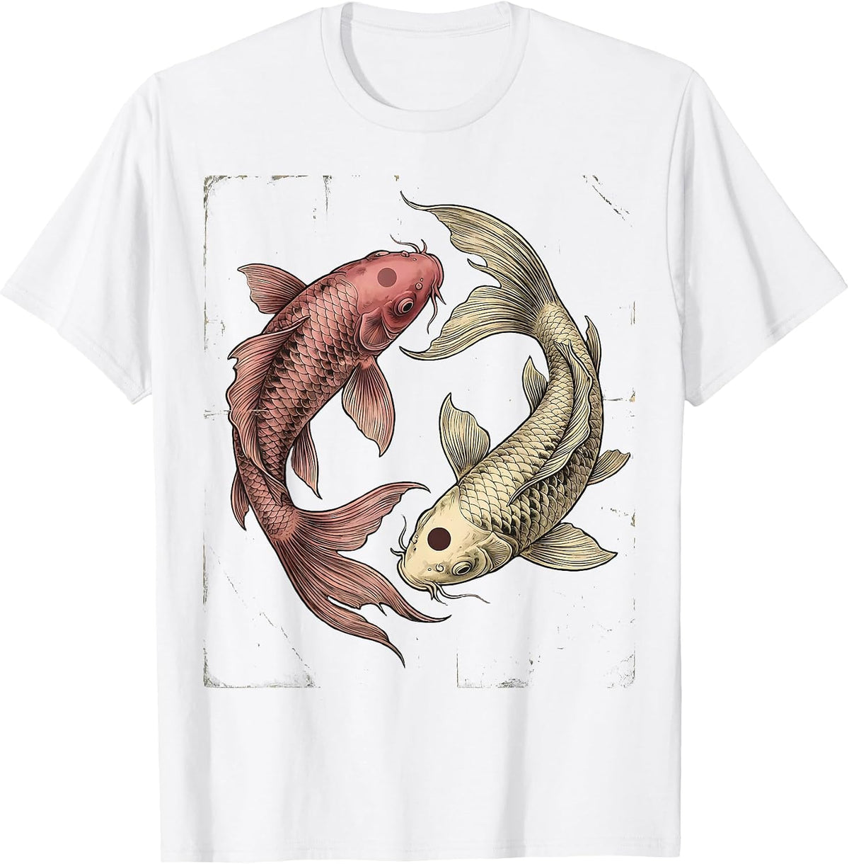 Men's Koi Fish Yin Yang Breast Cancer Awareness T-Shirt - White