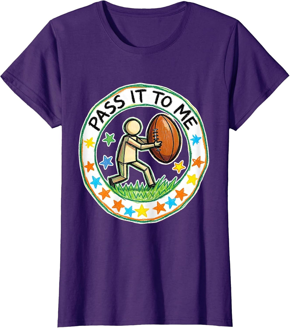 Women's Pass It To Me Rugby Graphic Design T-Shirt - Purple
