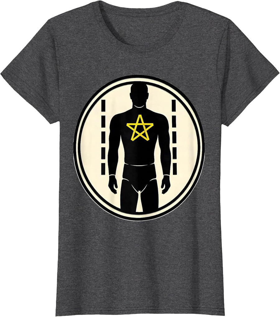 Women's Sealed EMT Stencil Badge Deadpan Paramedic Humor T-Shirt - Dark Heather Grey
