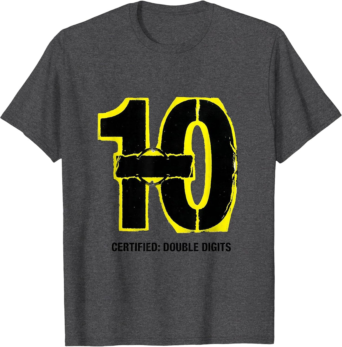 Men's Certified: Double Digits 10th Birthday Ten Year Old Kids T-Shirt - Dark Heather Grey