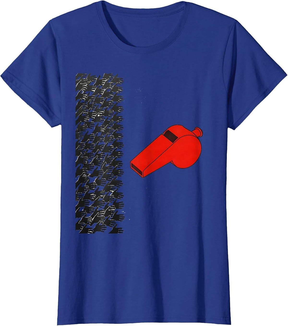 Women's Whistle And Hands Minimalist PE Teacher Back To School T-Shirt - Royal Blue