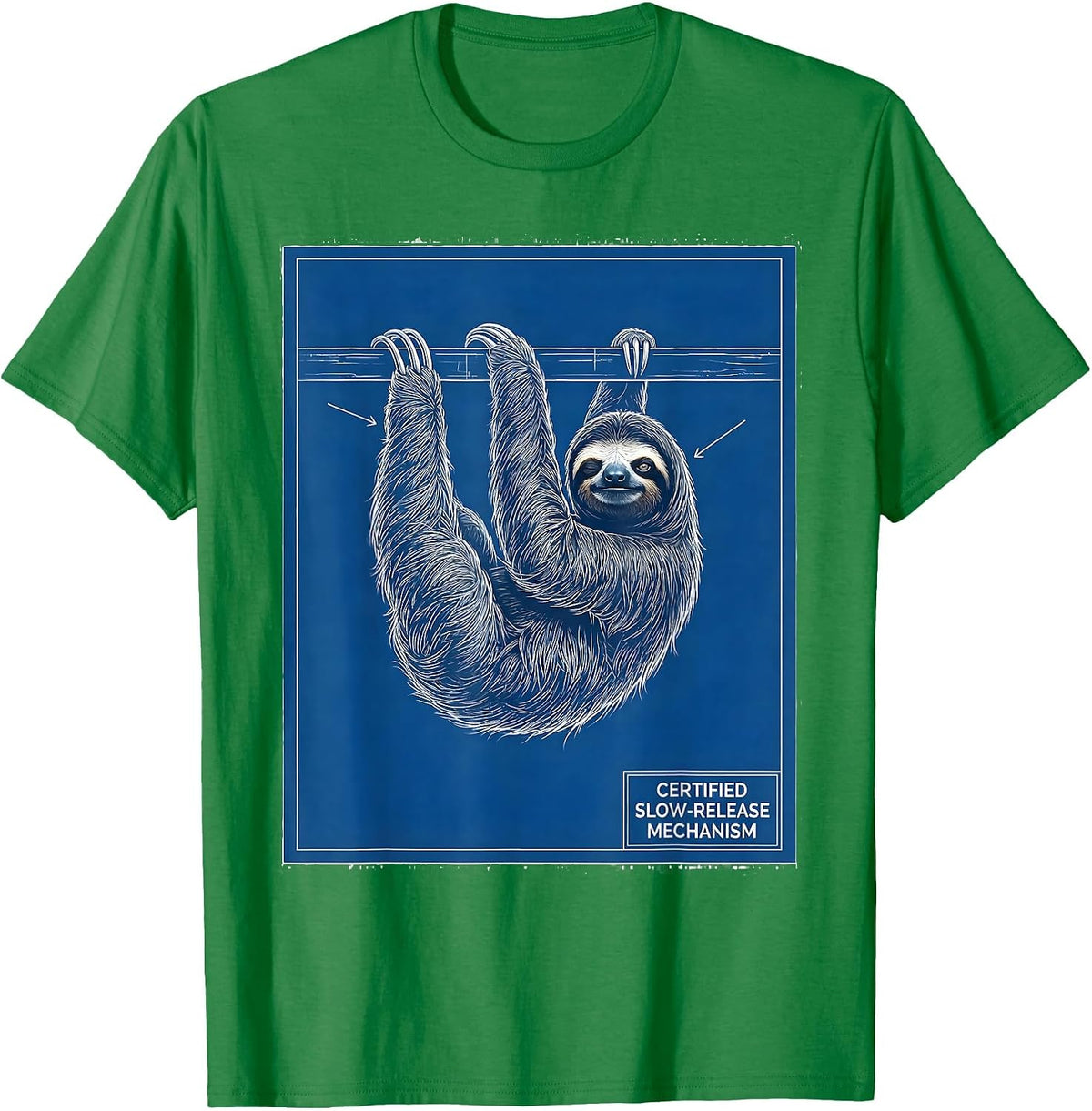 Men's Certified Slow-Release Mechanism Funny Sloth Lover Gift T-Shirt - Kelly Green