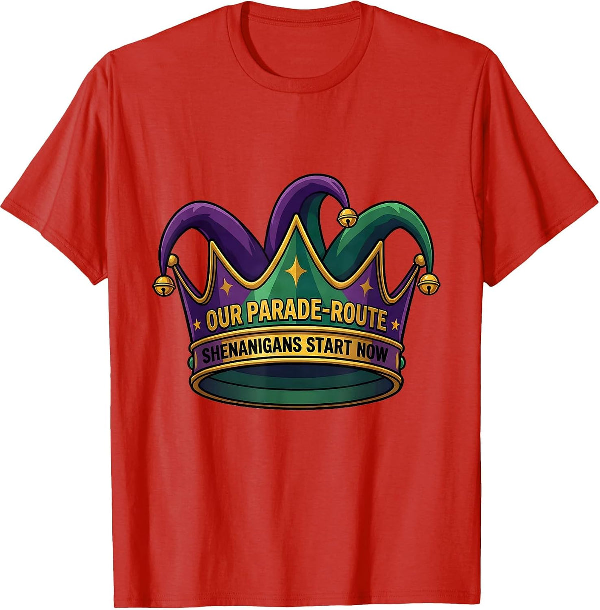 Men's Our Parade-Route Shenanigans Start Now Mardi Gras Carnival T-Shirt - Red