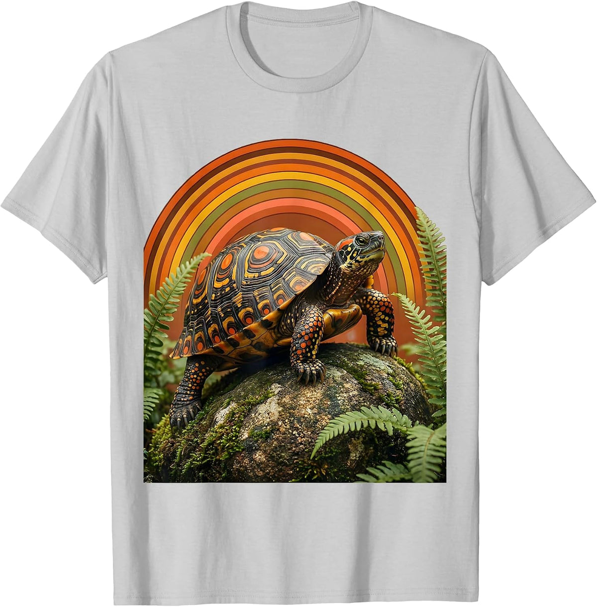 Men's Spotted Turtle on Mossy Rock Polka Dot Art T-Shirt - Silver Grey
