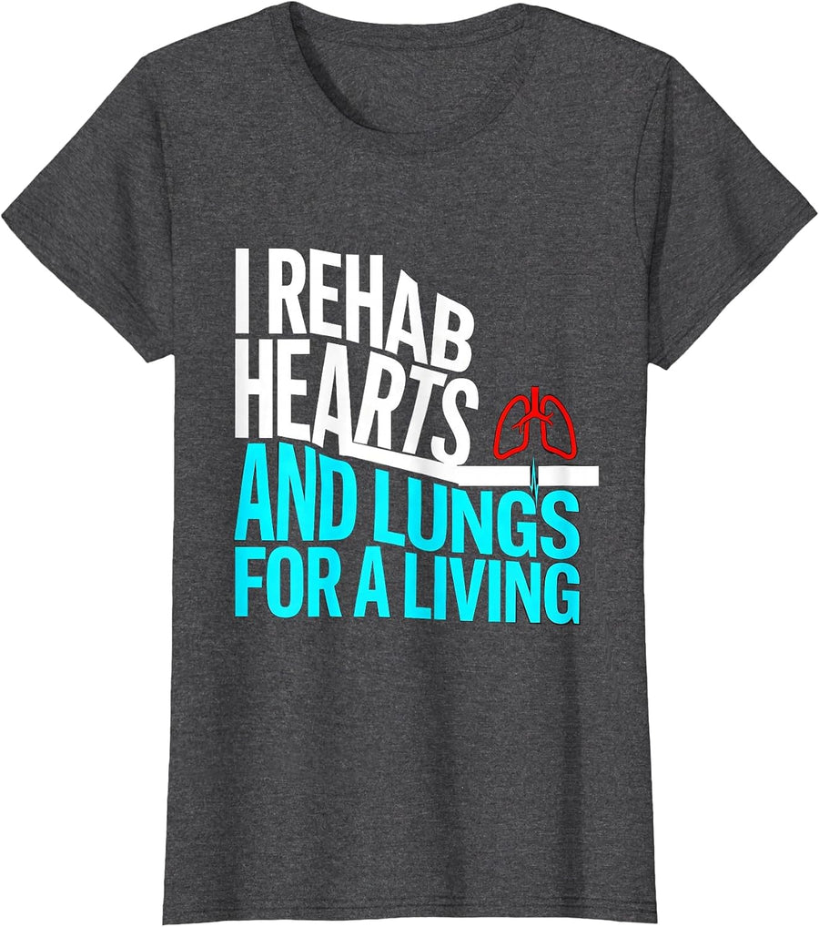 Women's I Rehab Hearts And Lungs For A Living New Wave T-Shirt - Dark Heather Grey