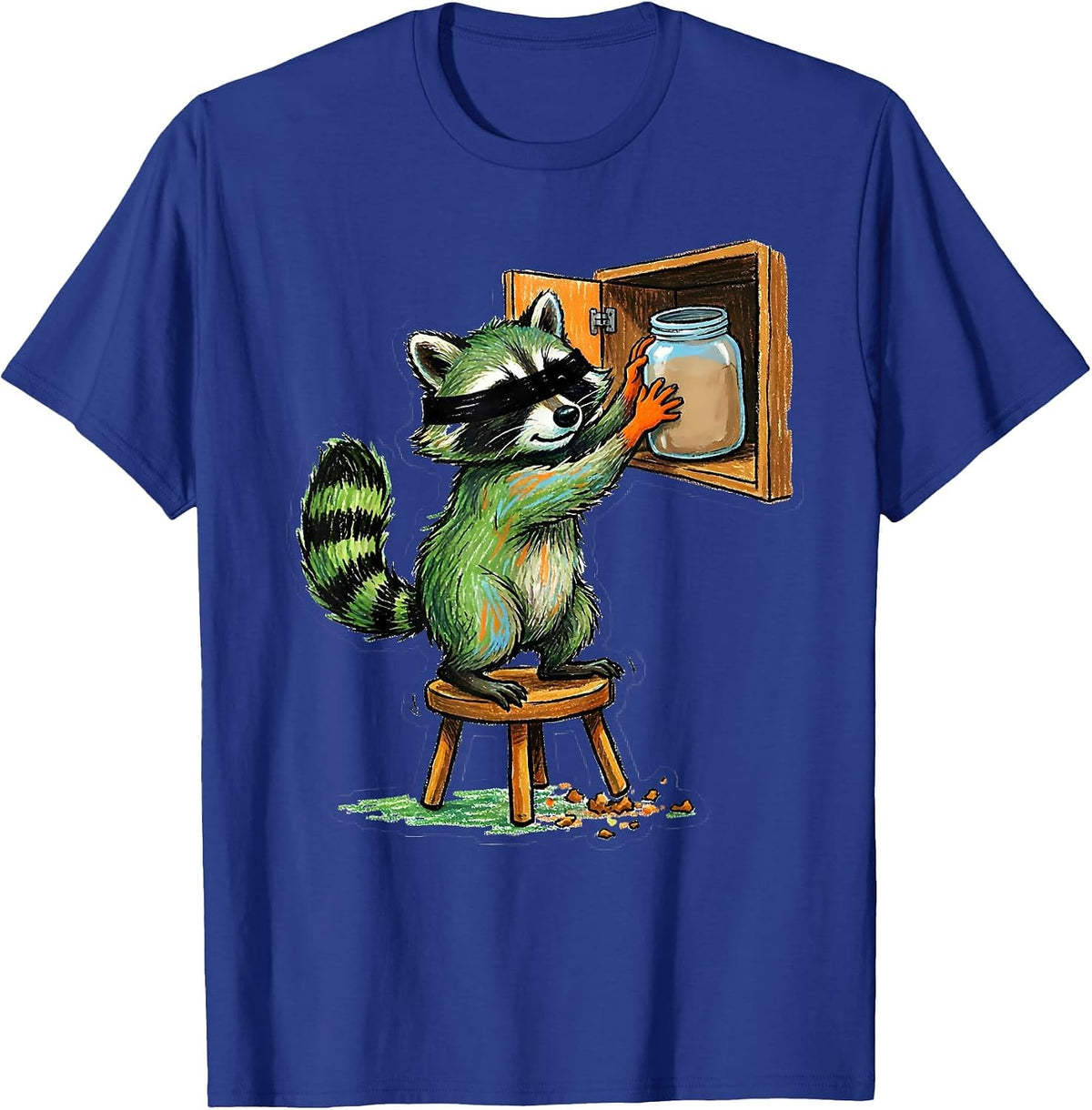 Men's Wobbly Raccoon Naive Kidcore Funny Trash Panda Snack T-Shirt - Royal Blue
