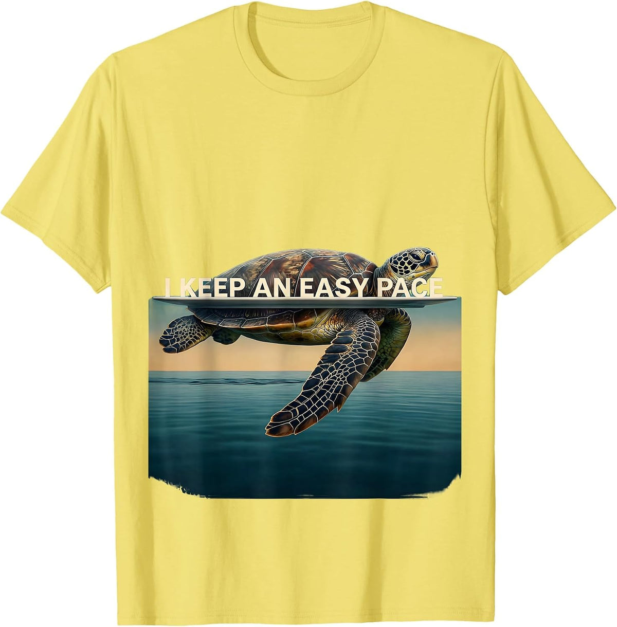 Men's I Keep An Easy Pace Sea Turtle Ocean Animal Lover Casual T-Shirt - Lemon Yellow