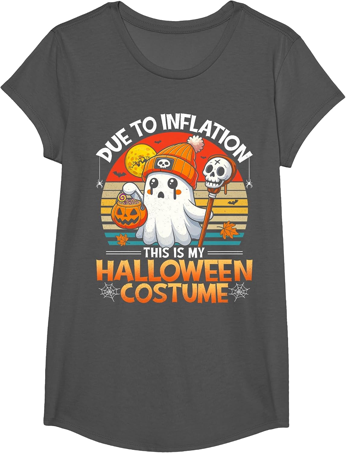 Due to Inflation This is My Funny Halloween Costume T-Shirt - Girls Asphalt Grey