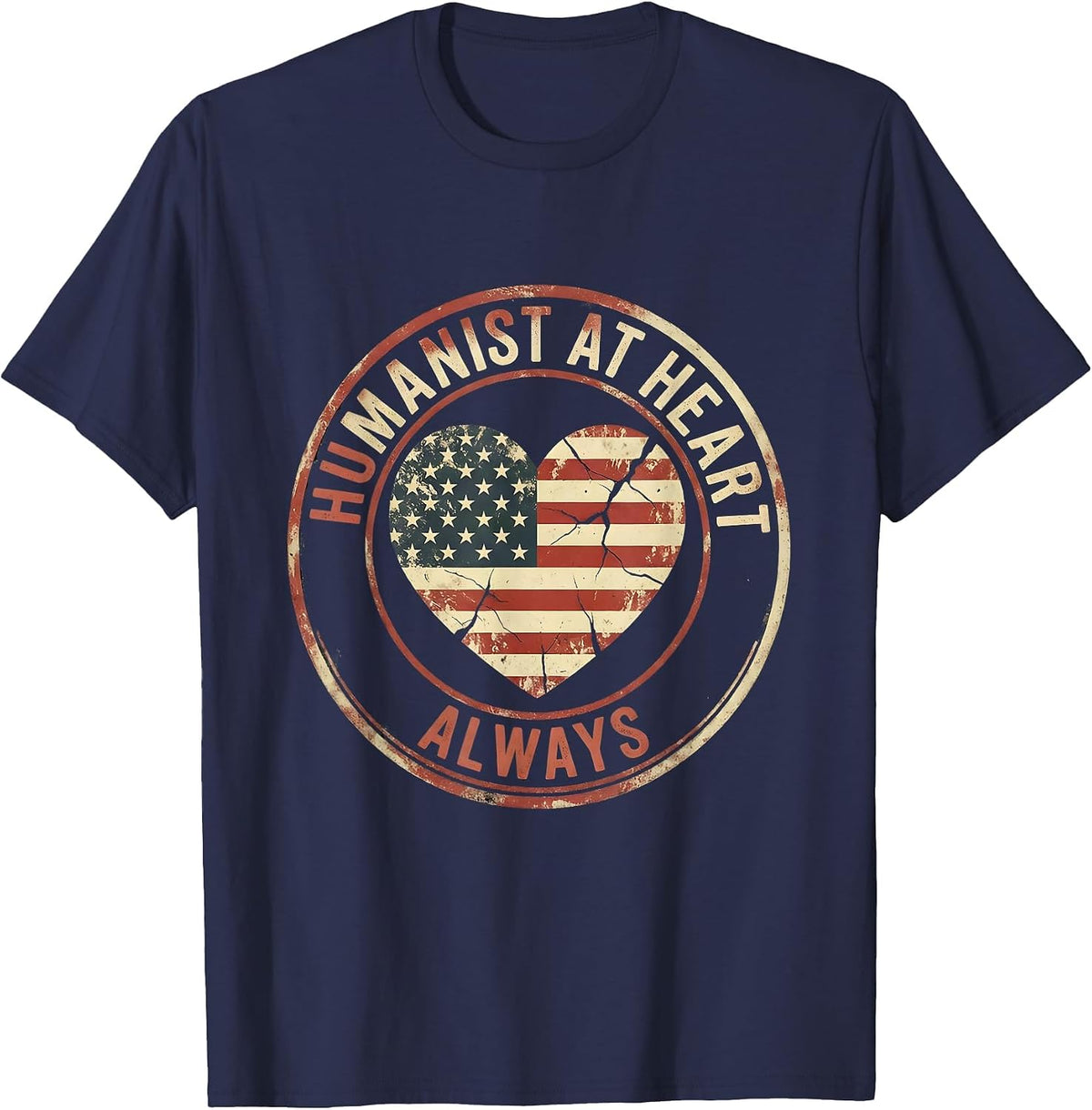 Humanist At Heart Always Renaissance Design T-Shirt - Navy Blue