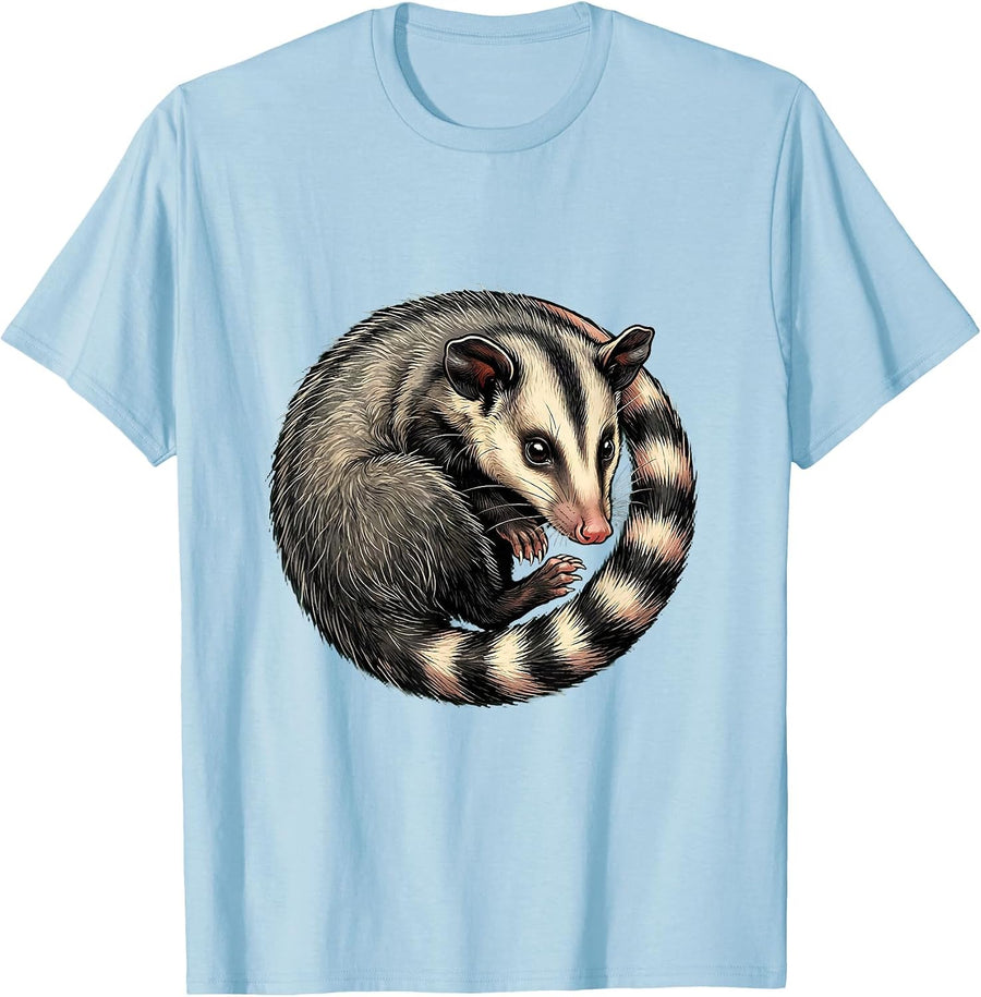 Men's Opossum Curled in Its Own Ringed Tail T-Shirt - Baby Blue