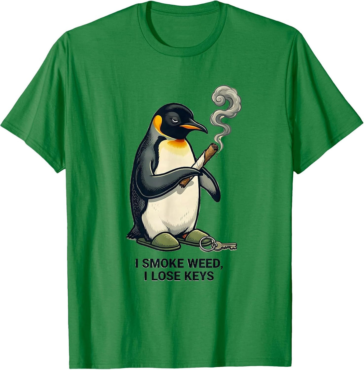 Men's I Smoke Weed, I Lose Keys Funny Stoner Cannabis Humor T-Shirt - Kelly Green