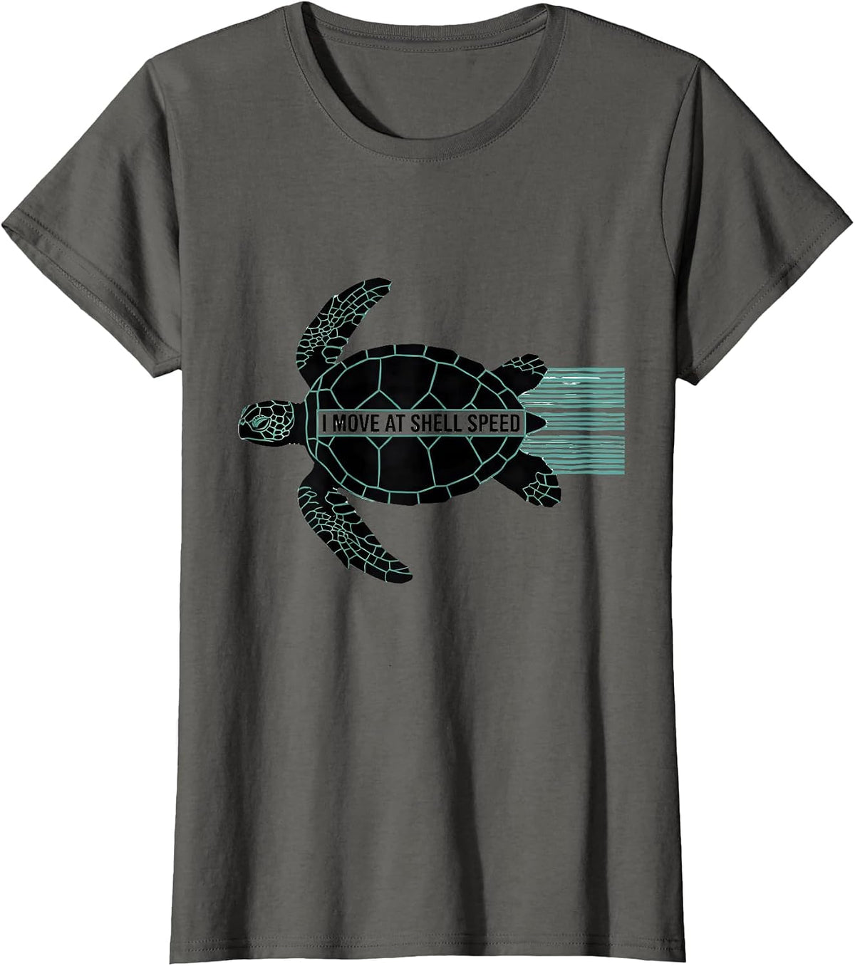 Women's I Move At Shell Speed Funny Sea Turtle Ocean Animal Lover T-Shirt - Asphalt Grey