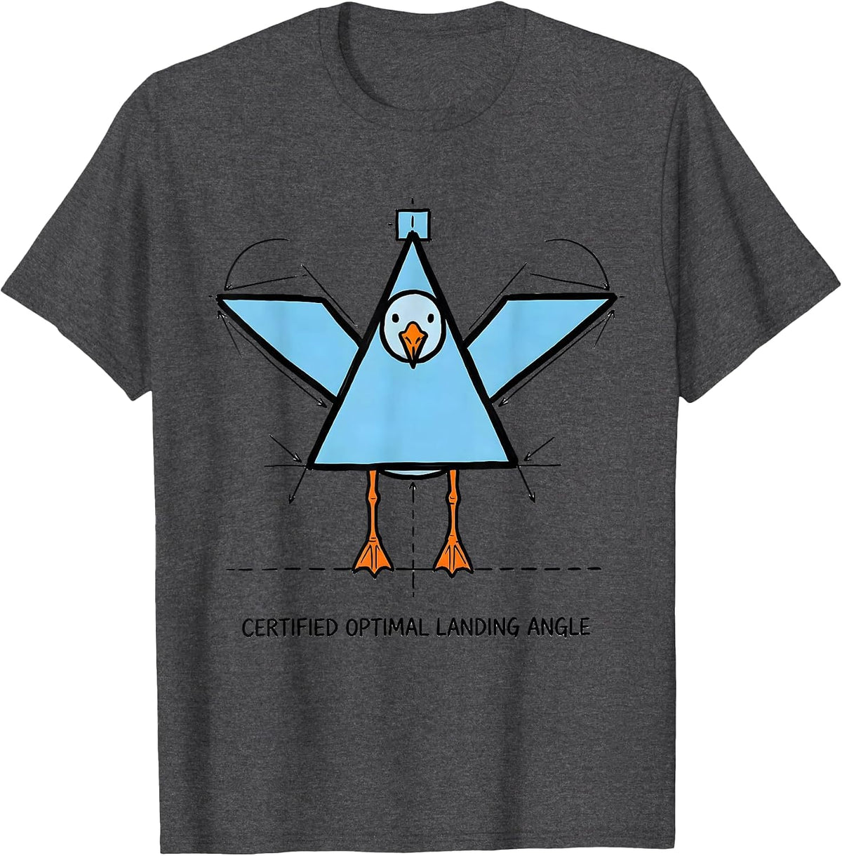 Men's Certified Optimal Landing Angle Funny Math Teacher Geometry T-Shirt - Dark Heather Grey
