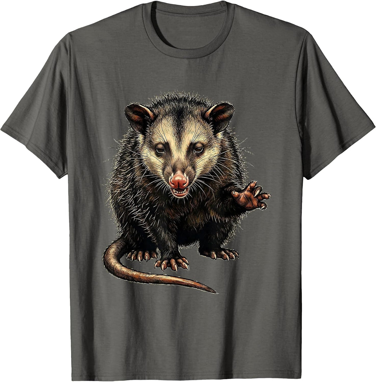 Funny Opossum Absurdist Humor Animal Meme Gift T-Shirt - Asphalt Grey