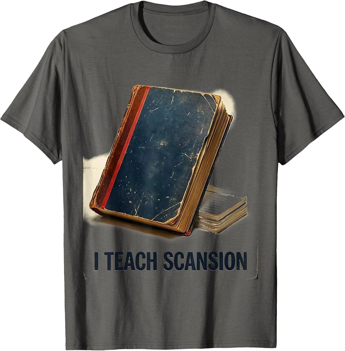 Men's I Teach Scansion Vintage Literary Humor English Teacher T-Shirt - Asphalt Grey