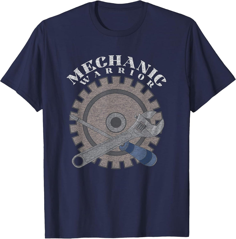 Funny Mechanic Auto Repair Vintage Graphic T-Shirt - Navy Blue