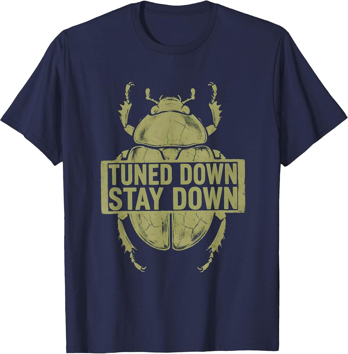 Men's Tuned Down Stay Down Metal Band Graphic Design T-Shirt - Navy Blue
