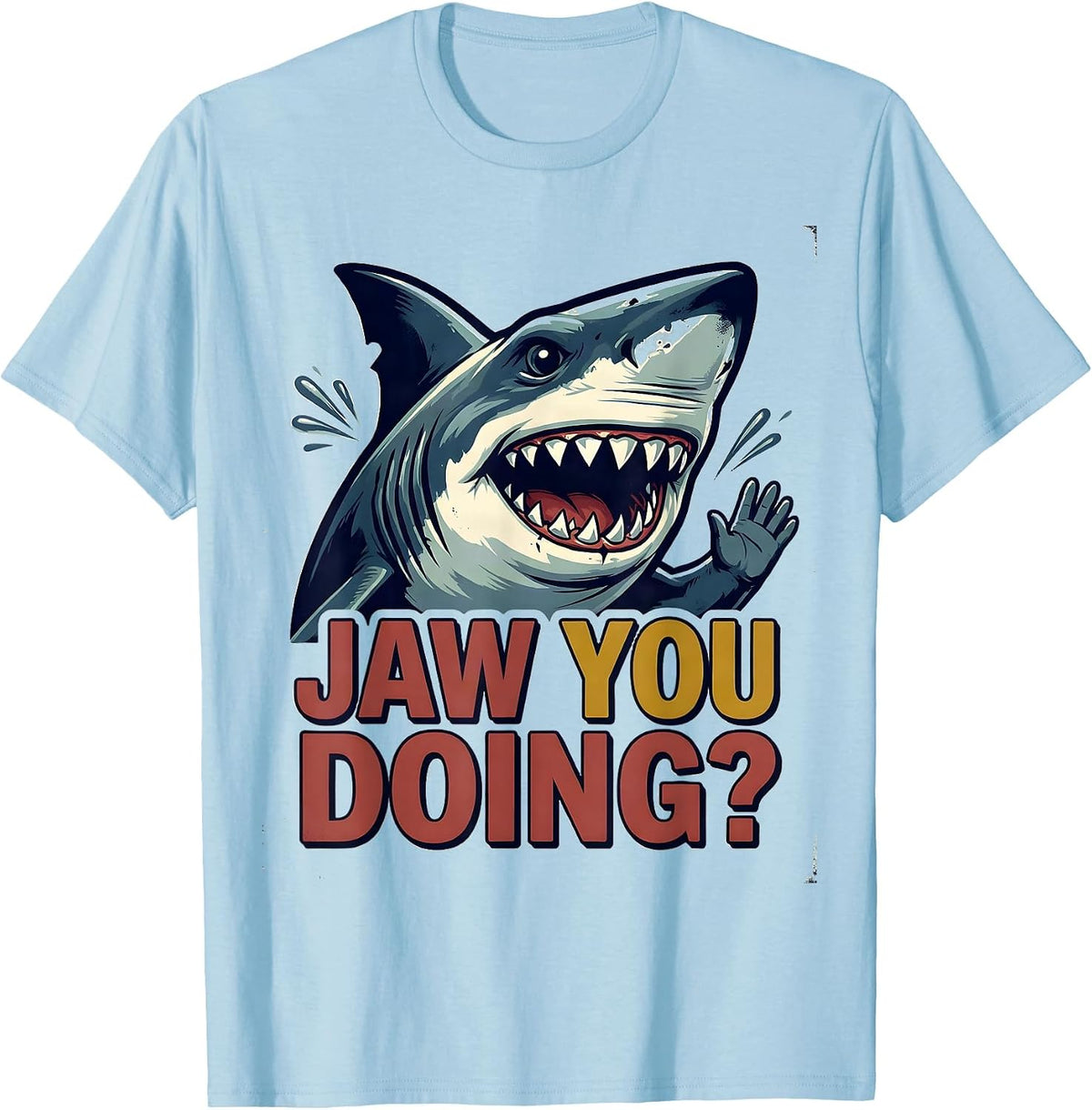 Men's Jaw You Doing? Vintage Funny Shark Lover Ocean Animal Humor T-Shirt - Baby Blue