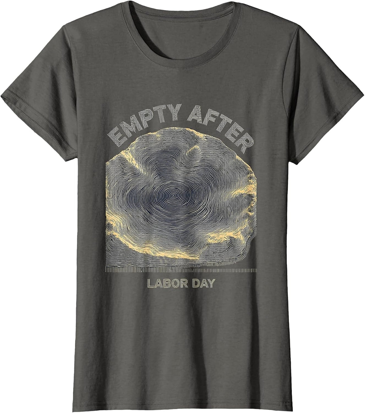 Women's Empty After Labor Day Bathymetric Lake Map Regional Pride T-Shirt - Asphalt Grey