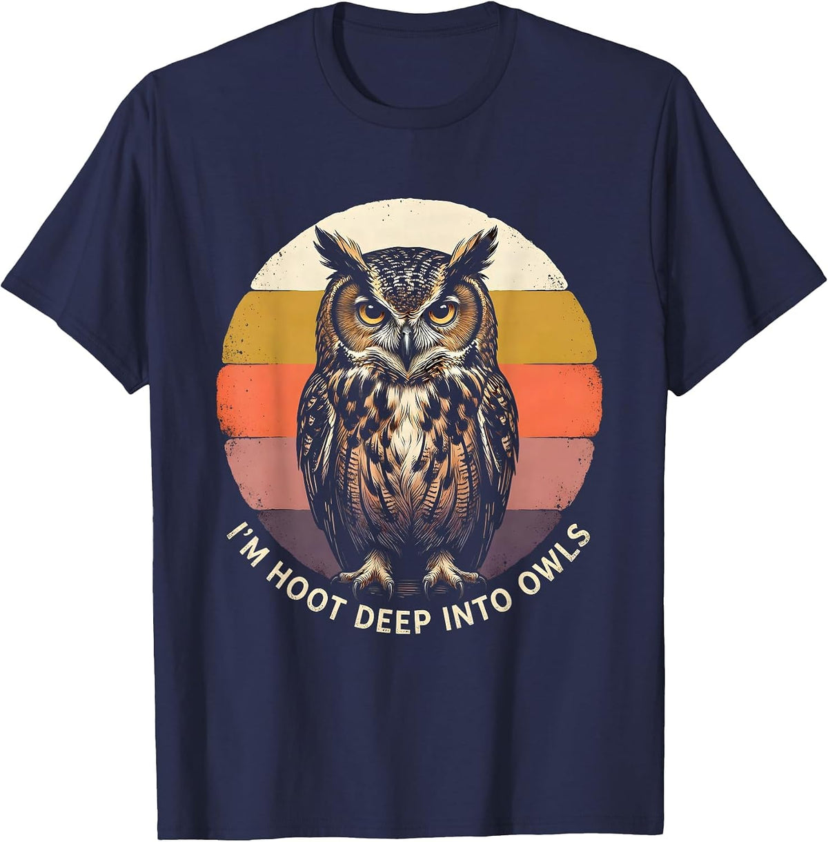 Men's I'm Hoot Deep Into Owls Funny Owl Lover Vintage Bird Humor T-Shirt - Navy Blue
