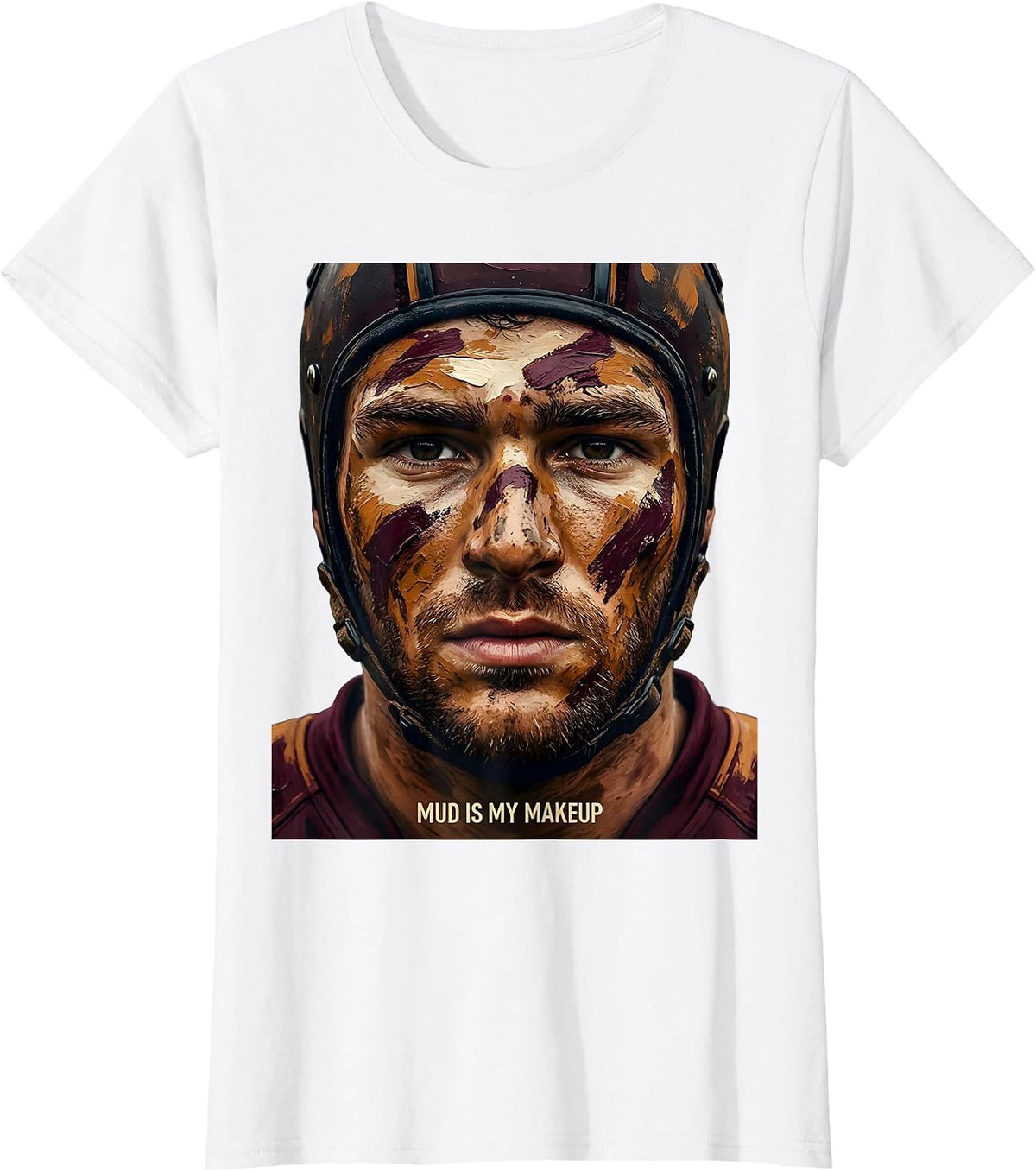 Women's Mud Is My Makeup Rugby Graphic Design T-Shirt - White