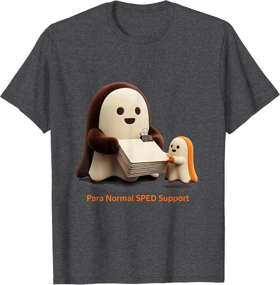 Men's Para Normal SPED Support Ghost Halloween Paraprofessional T-Shirt - Dark Heather Grey