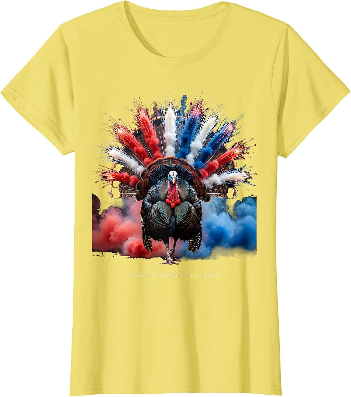 Women's Turkey Season All Year Funny Hunting Design T-Shirt - Lemon Yellow