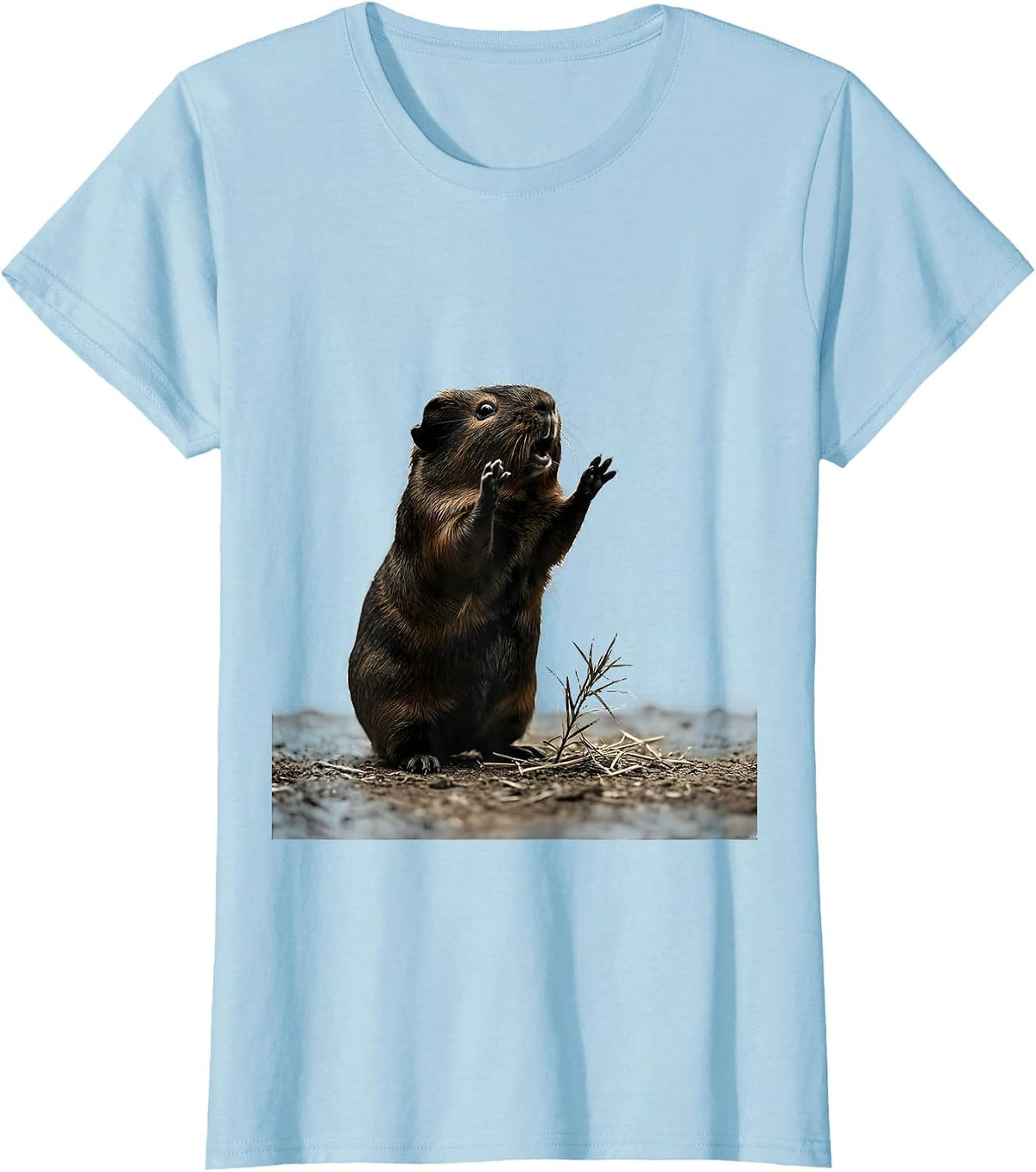 Guinea Pig Presenting Gesture Minimalist Cavy Lover Humor T-Shirt - Baby Blue