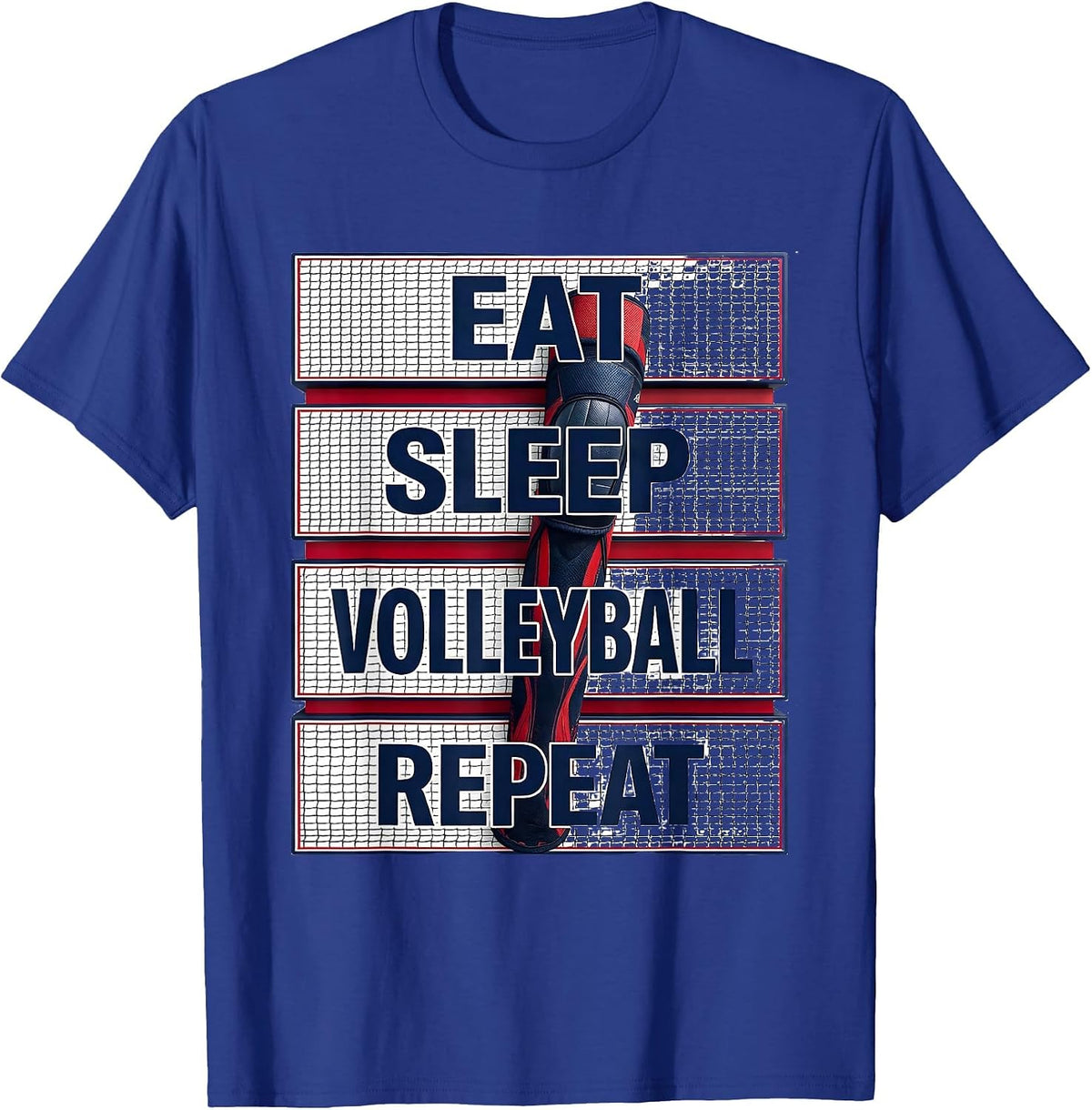 Eat Sleep Volleyball Repeat Funny Volleyball Player Sport T-Shirt - Royal Blue