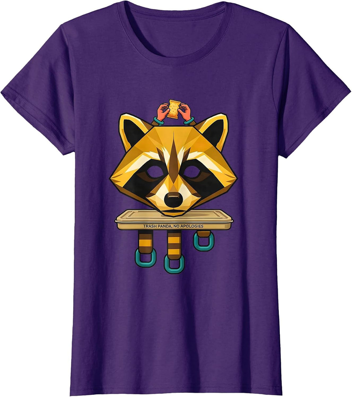 Women's Trash Panda No Apologies Funny Raccoon Meme Humor T-Shirt - Purple