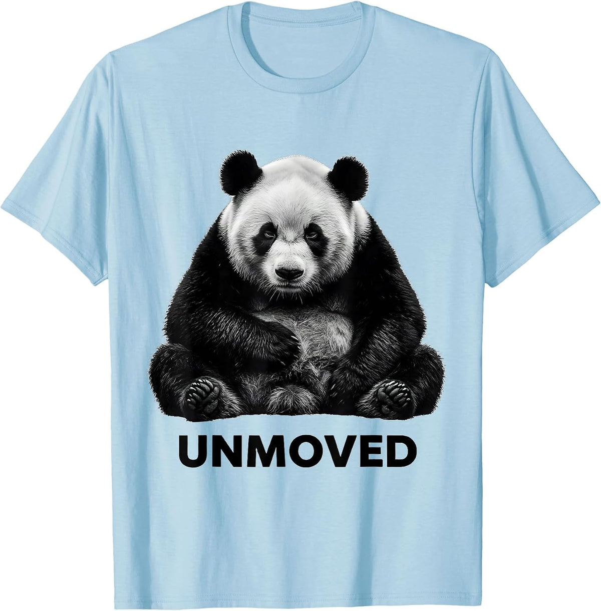 Men's Unmoved Monochromatic Panda Bear Novelty Animal Humor T-Shirt - Baby Blue