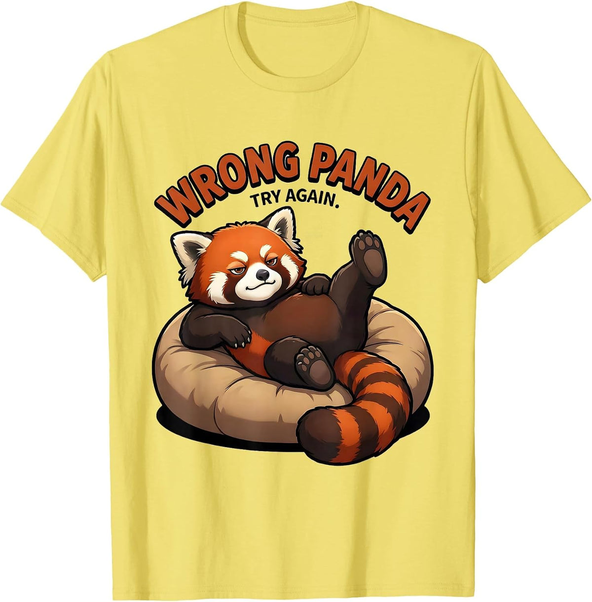 Men's Wrong Panda Try Again Funny Red Panda Animal Lover Gift T-Shirt - Lemon Yellow