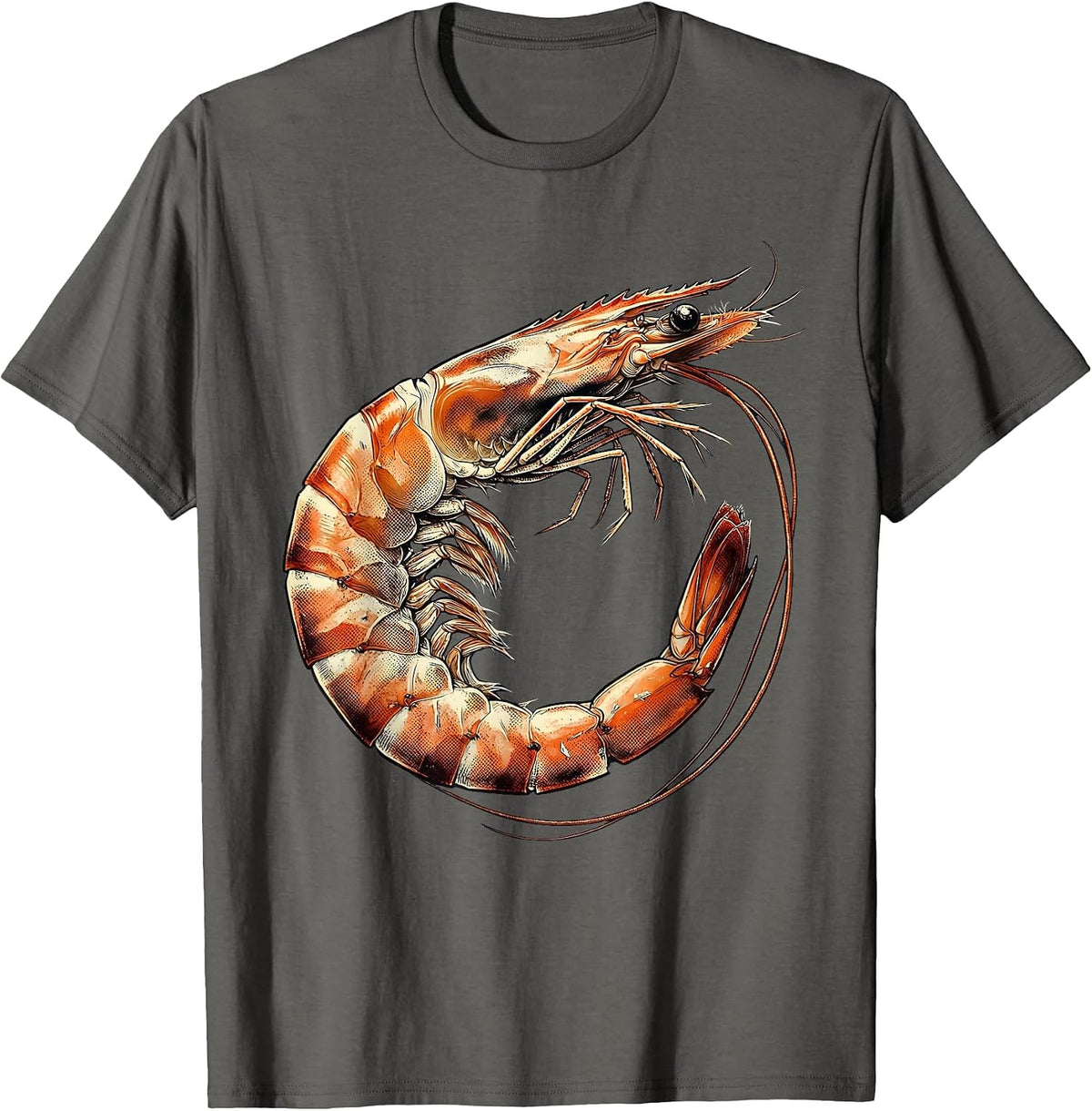 Gulf of America Curling Shrimp Illustration T-Shirt - Asphalt Grey