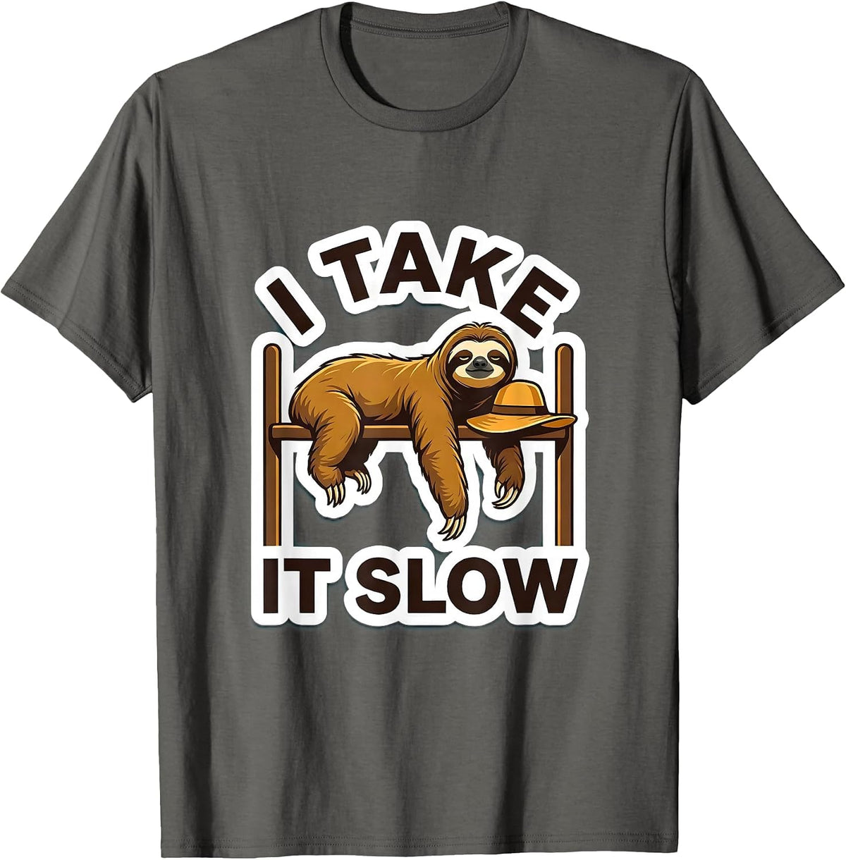 I Take It Slow Funny Sloth Lover Animal Humor Gift T-Shirt - Asphalt Grey