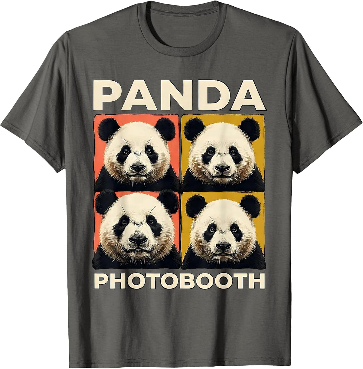 Men's Panda Photobooth Funny Animal Portrait Whimsical T-Shirt - Asphalt Grey