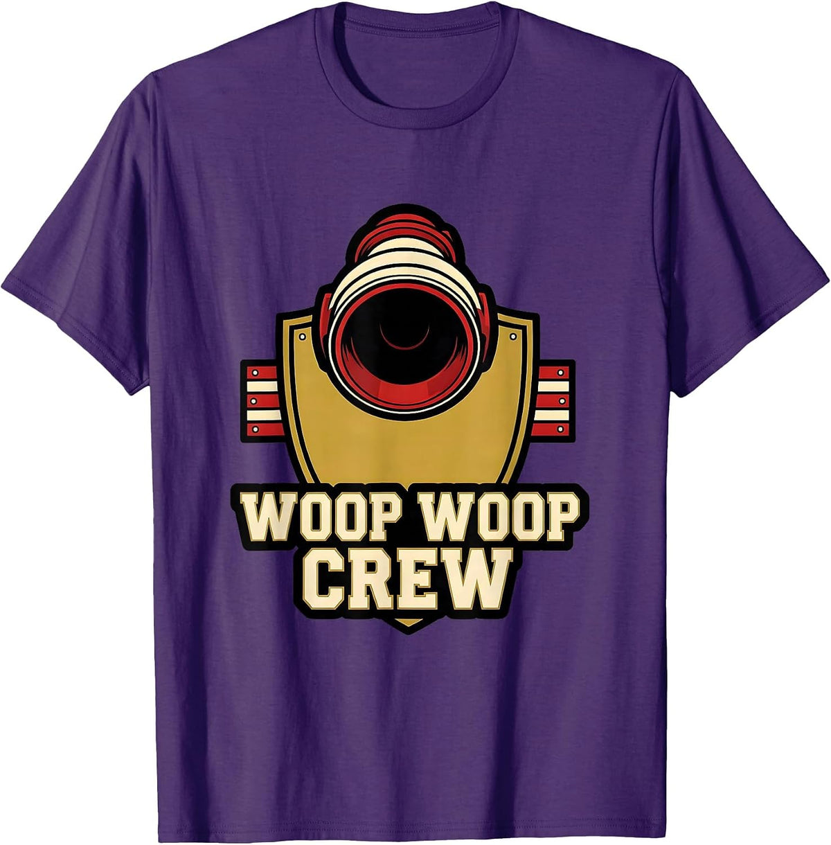 Men's Woop Woop Crew Sports Firefighter Humor Memorial Tribute T-Shirt - Purple