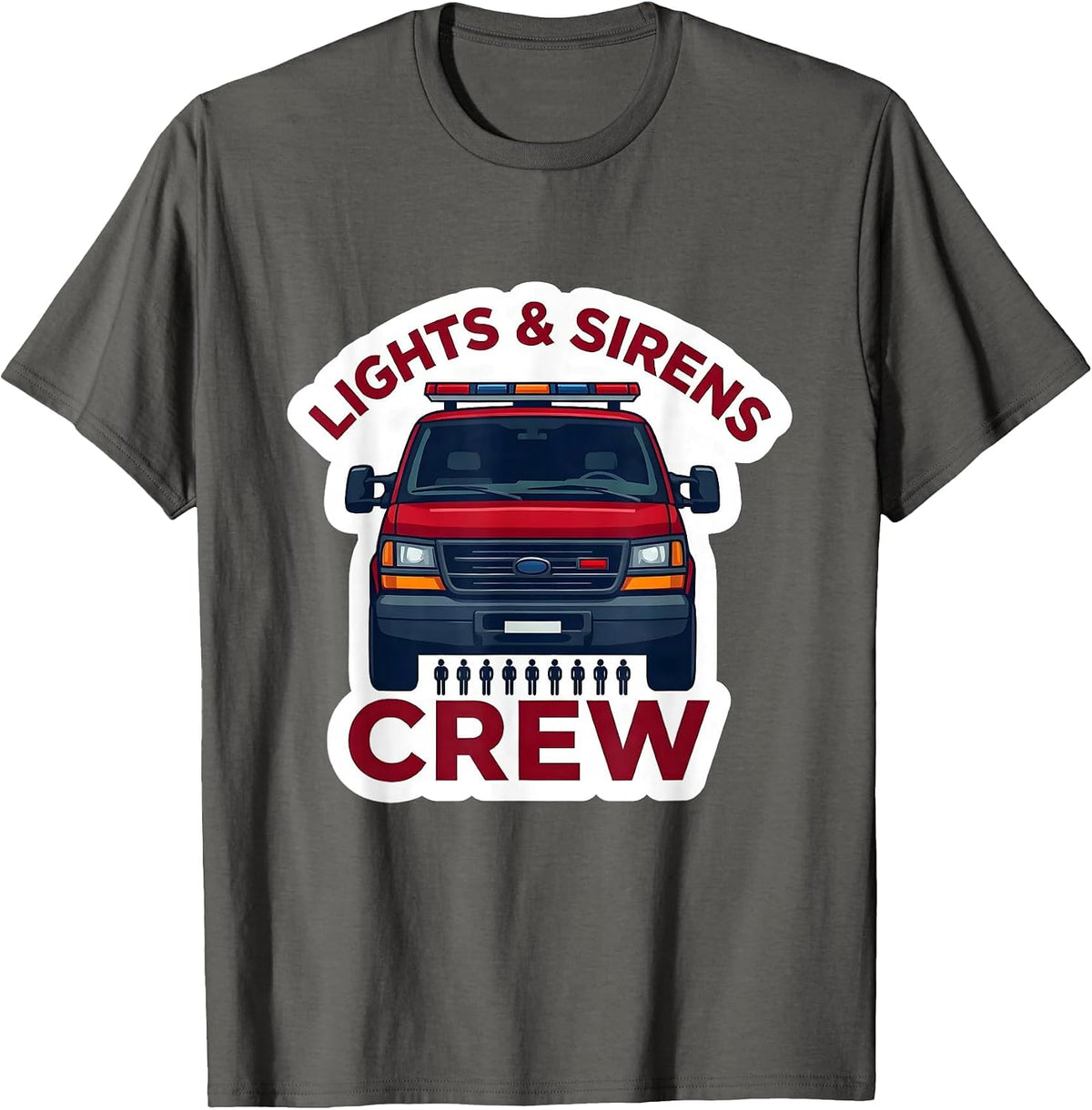 Men's Lights & Sirens Crew EMS Paramedic EMT Off-Duty Humor T-Shirt - Asphalt Grey
